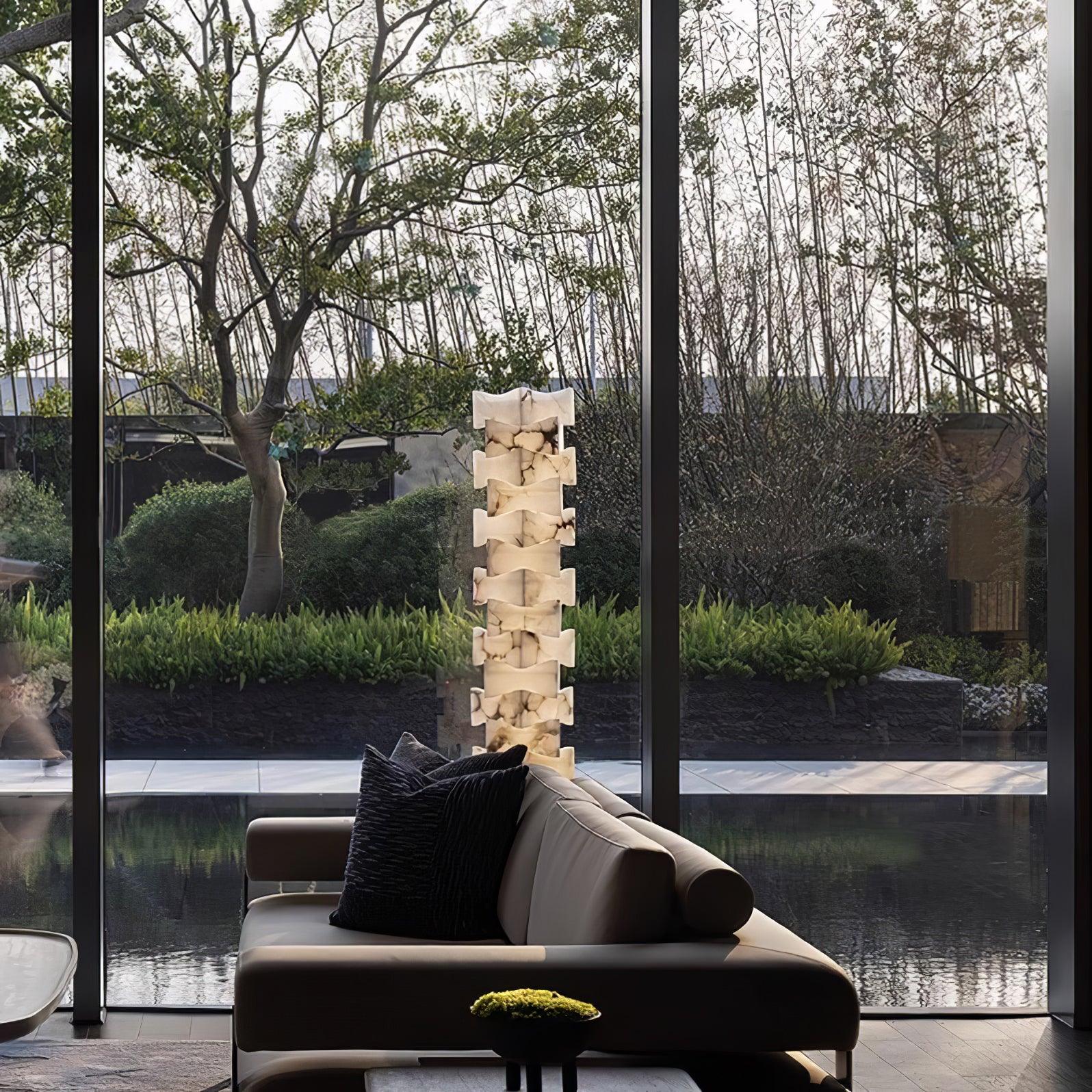 Stacked Alabaster Squares Floor Lamp