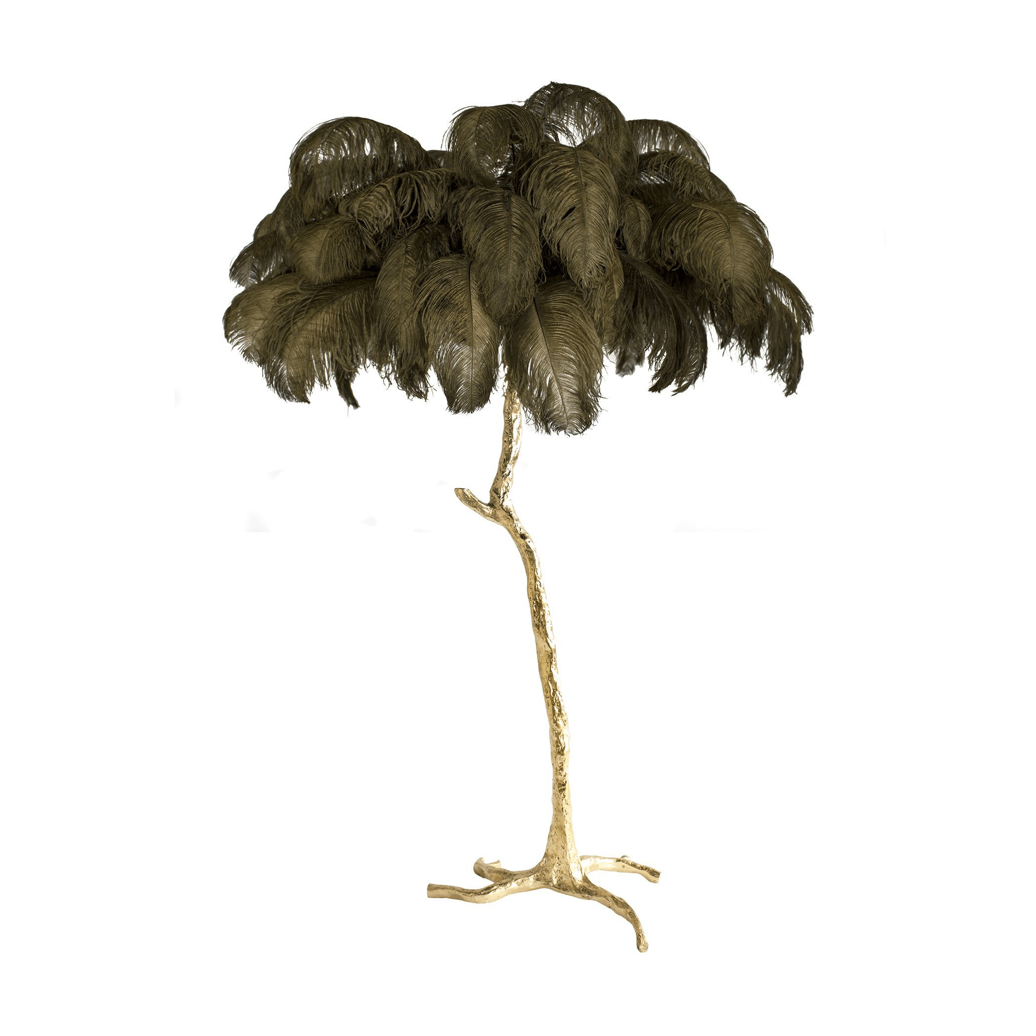 Ostrich Feather Brass Floor Lamp