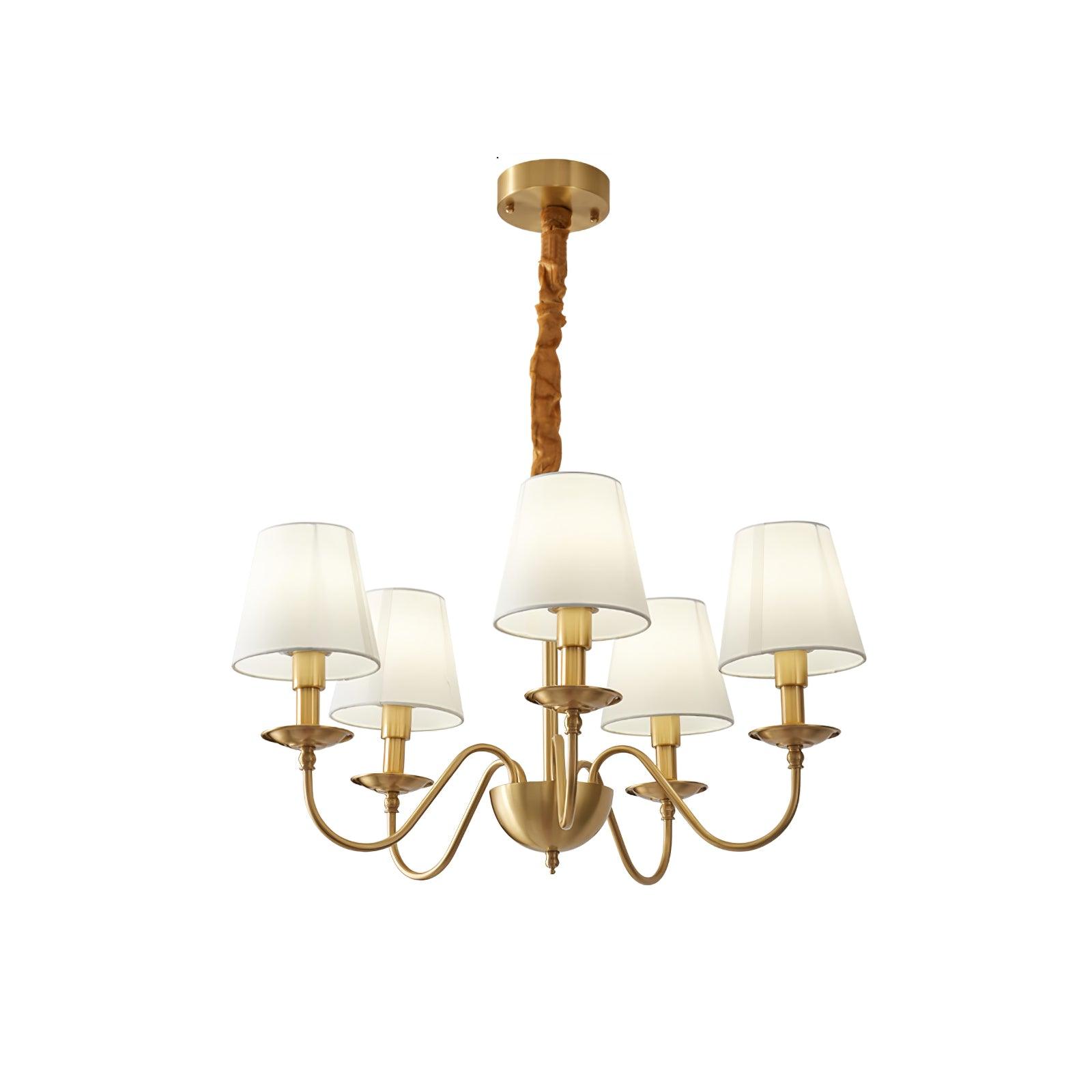 Tapered Fabric Brass Chandelier