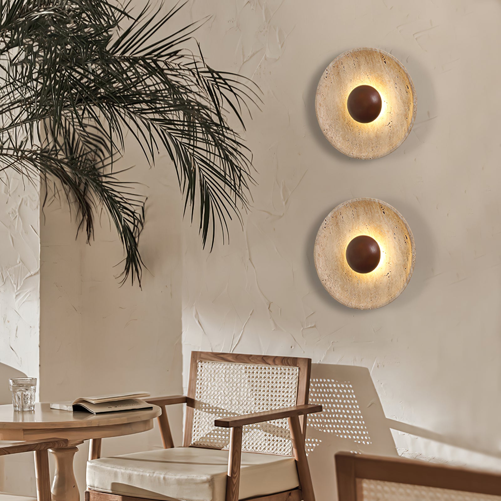 Halo Travertine Wall Light