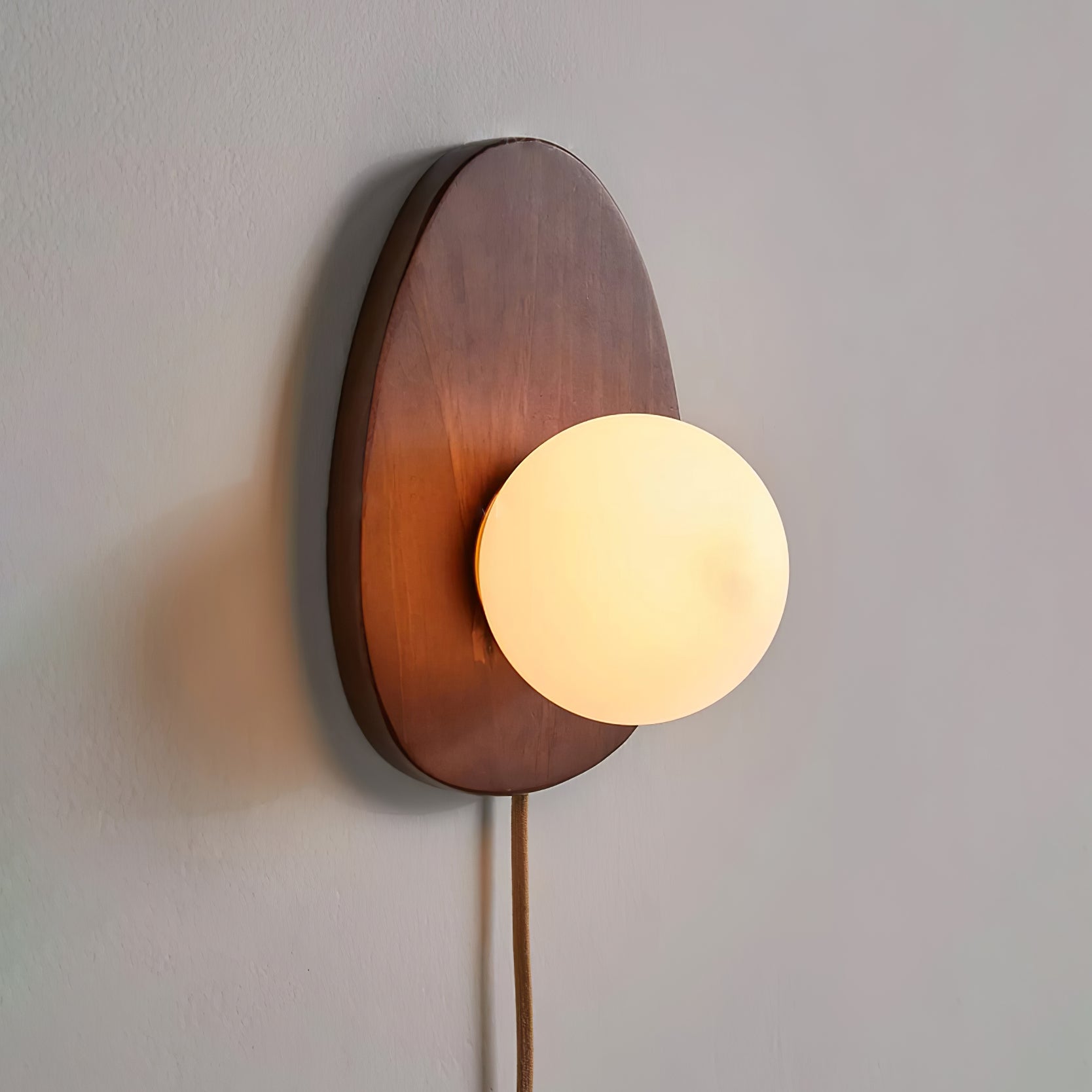 Orba Walnut Plug-in Wall Lamp