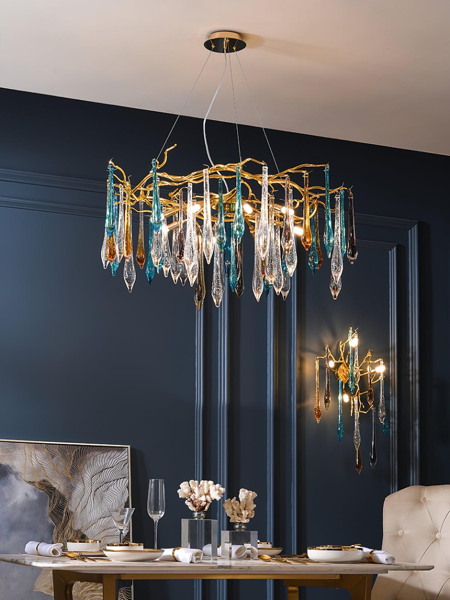 Gold Round Teardrop Chandelier