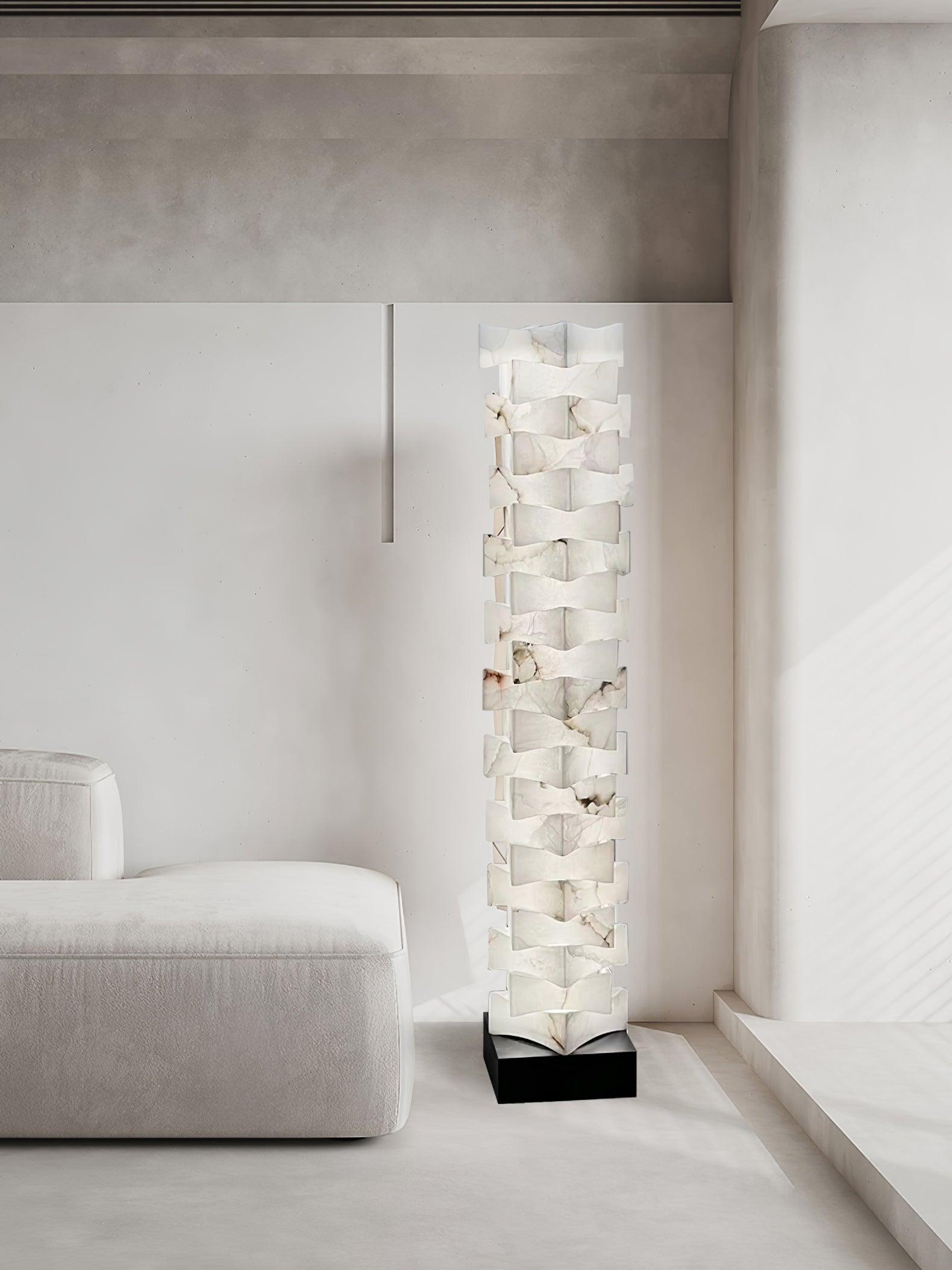 Stacked Alabaster Squares Floor Lamp