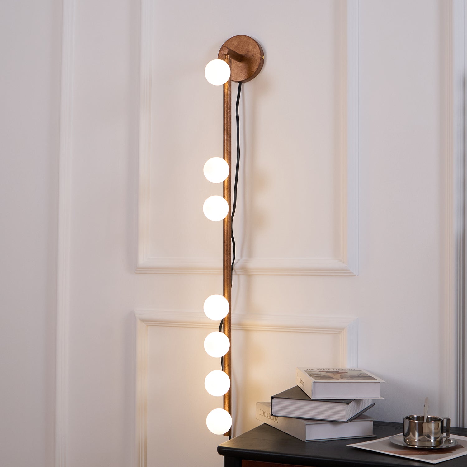 Brass Glass Tube Plug-in Wall Lamp