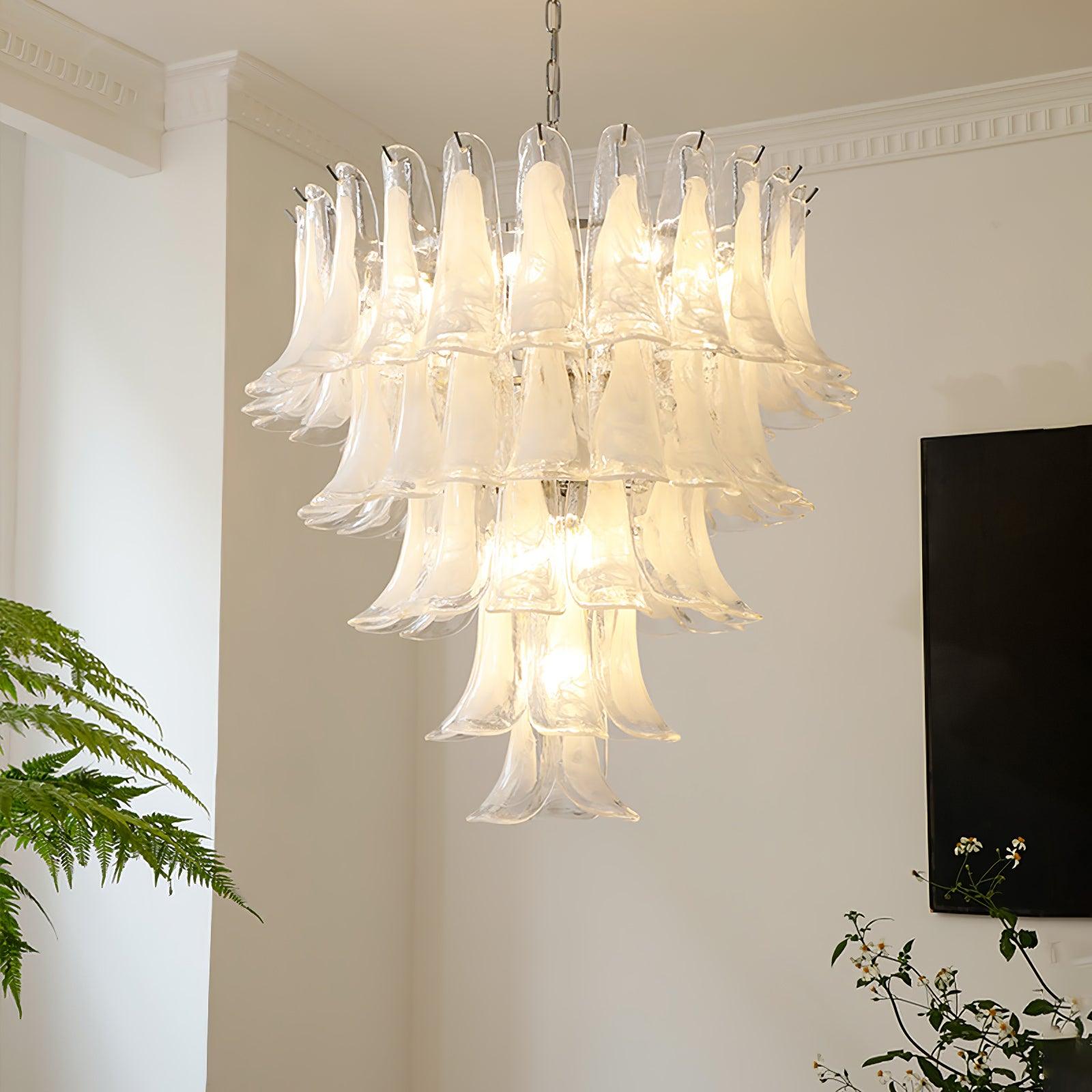 Glass Leaf Cascade Chandelier