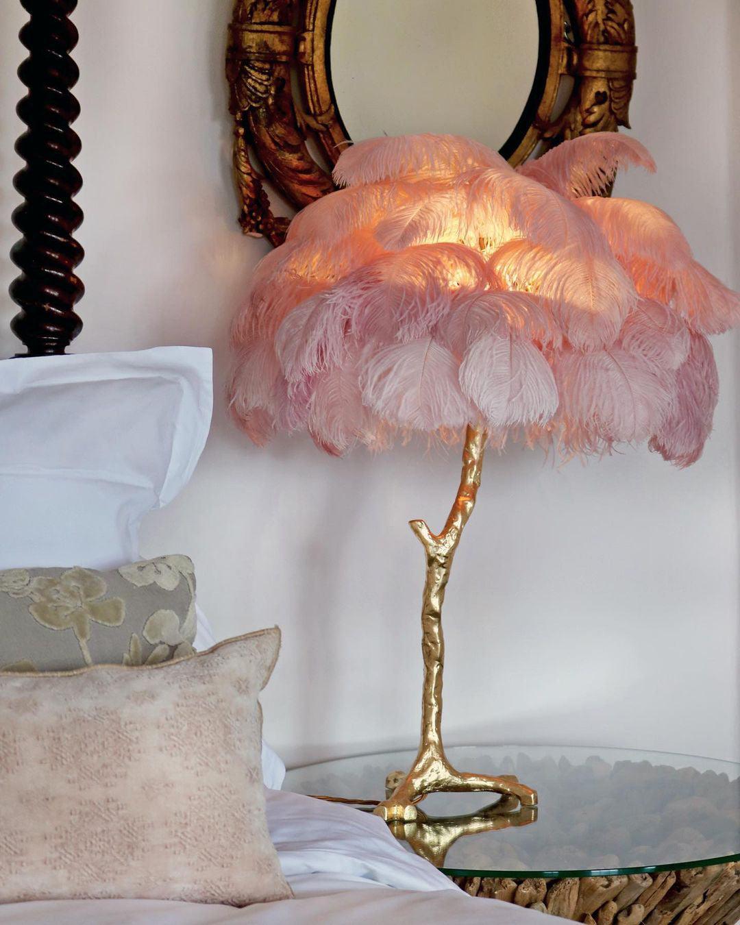 Ostrich Feather Table Lamp