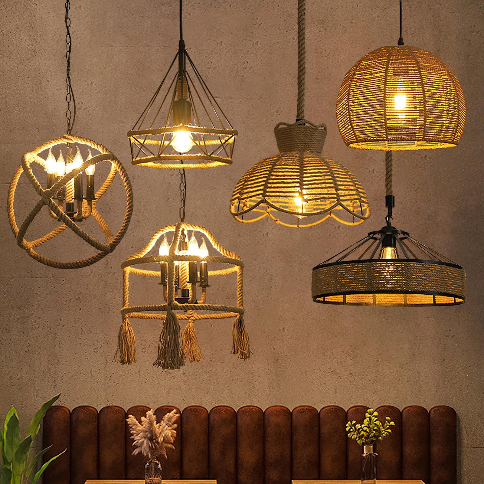 Retro Hemp Rope Interesting Pendant Light