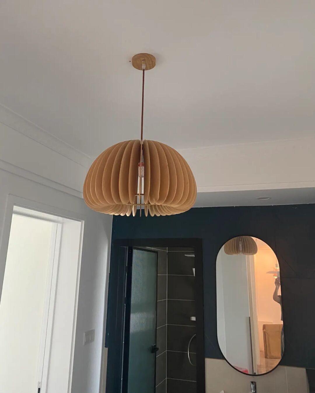 Wooden Pumpkin Pendant Lamp