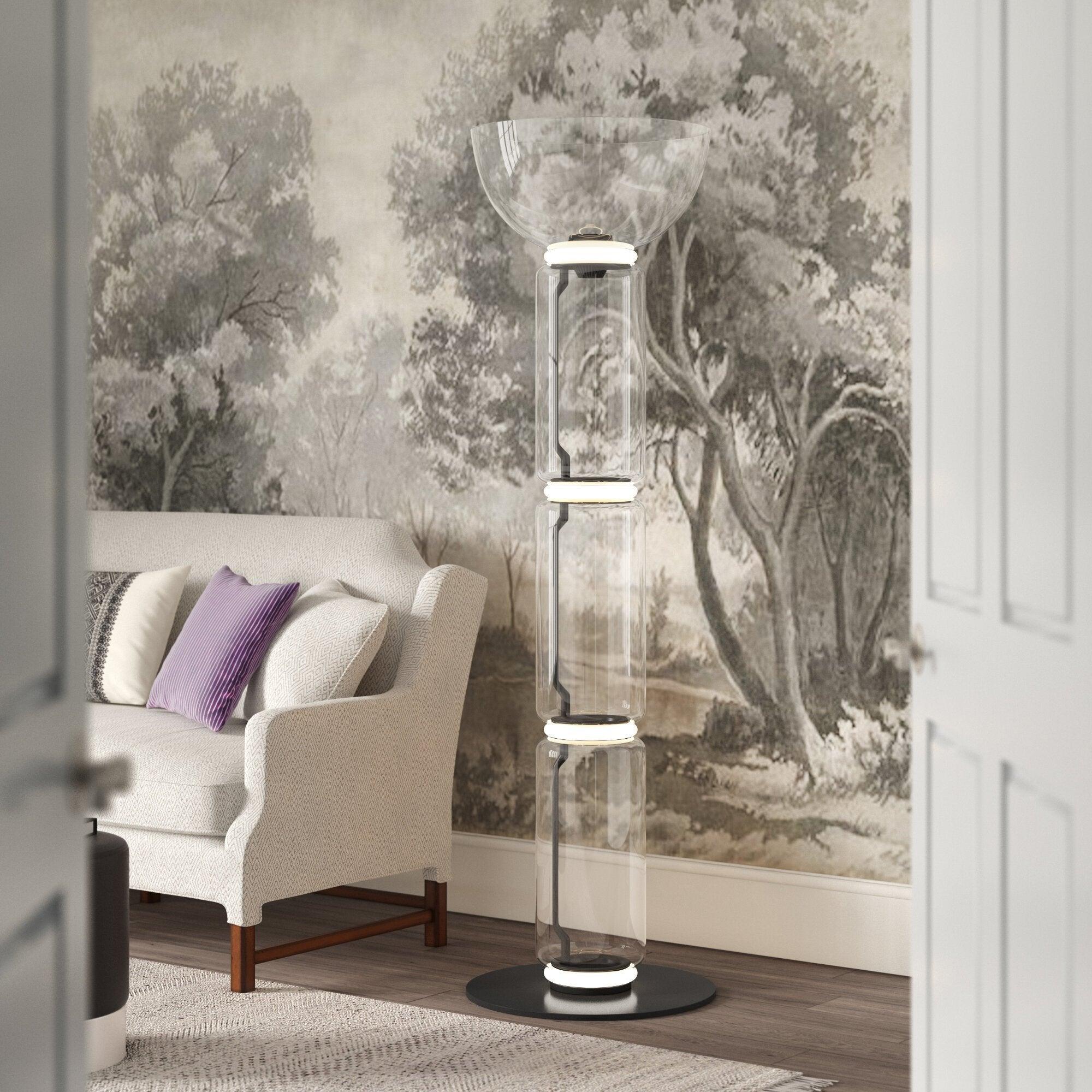 Bamboo Glass Floor Lamp