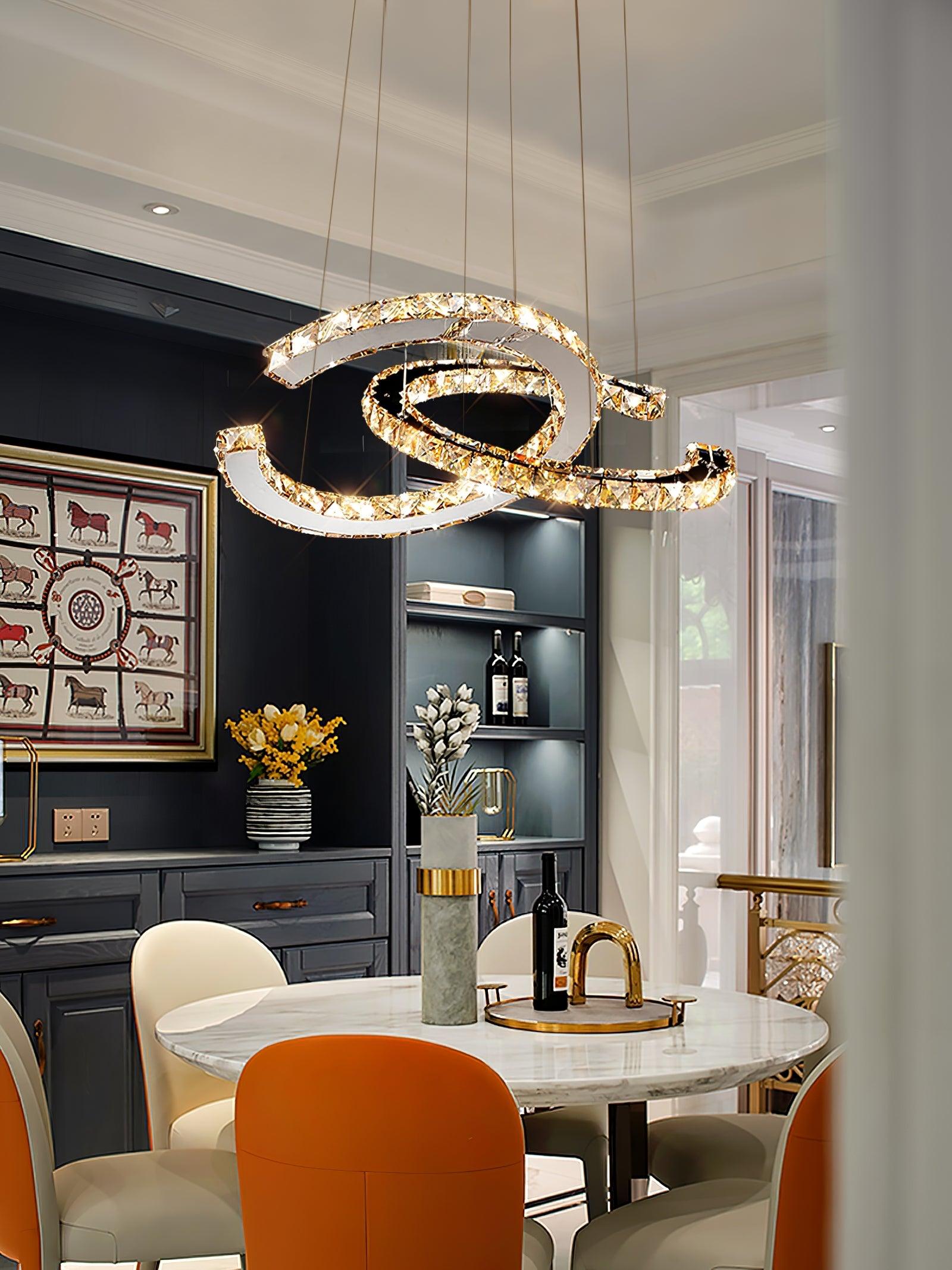 Modern Crystal Double C Chandelier