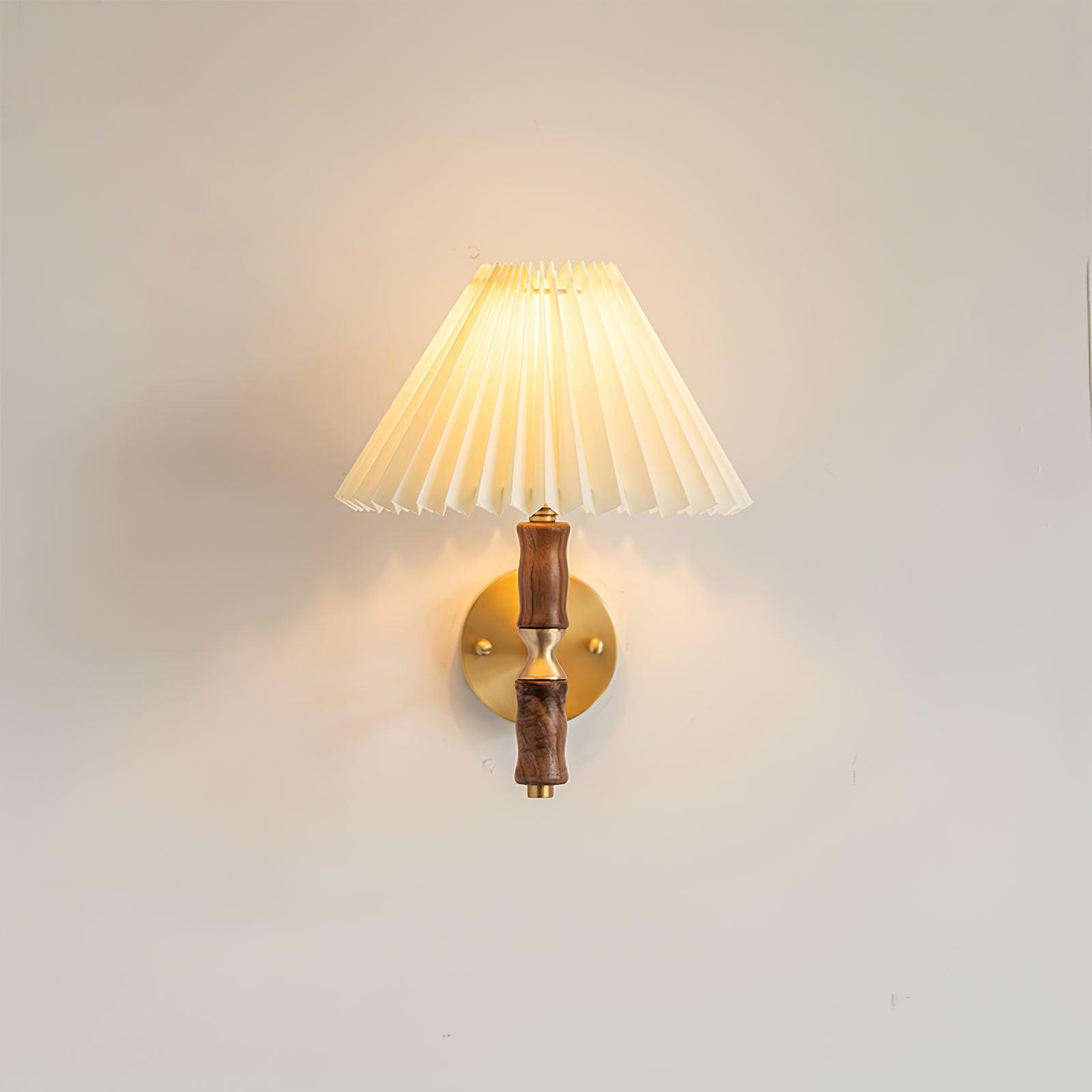 Pleated Walnut Wall Light