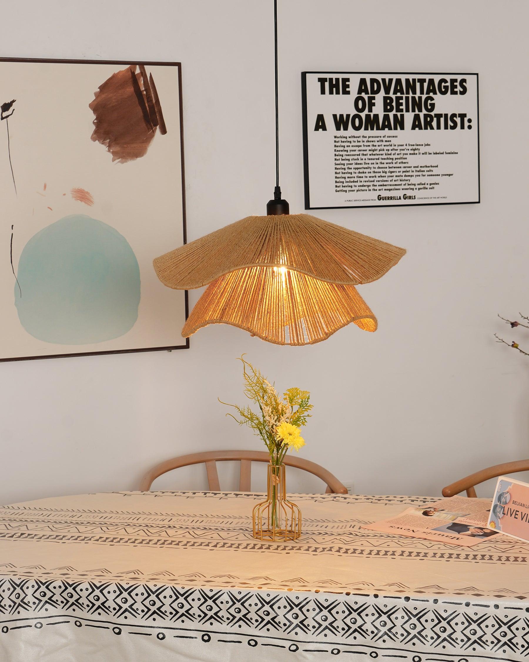 Handmade Straw Hat Pendant Lamp