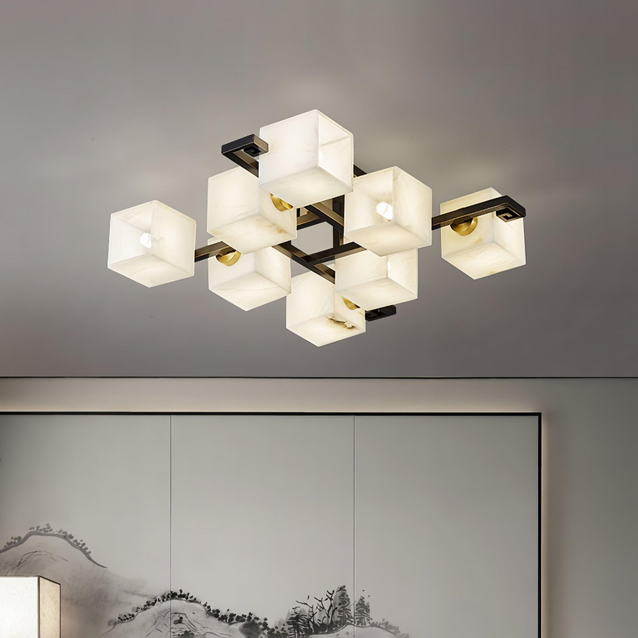 Cubist Alabaster Cluster Ceiling Lamp