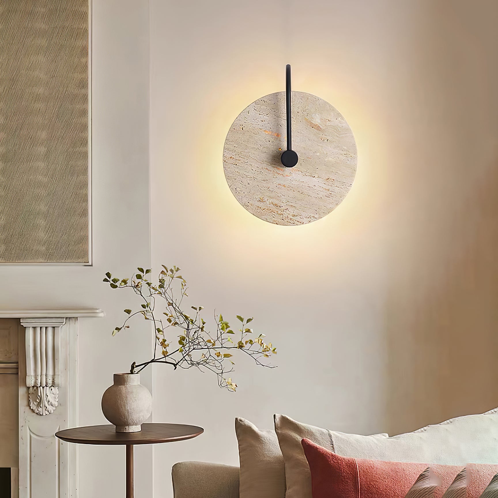 Round Travertine Wall Lamp