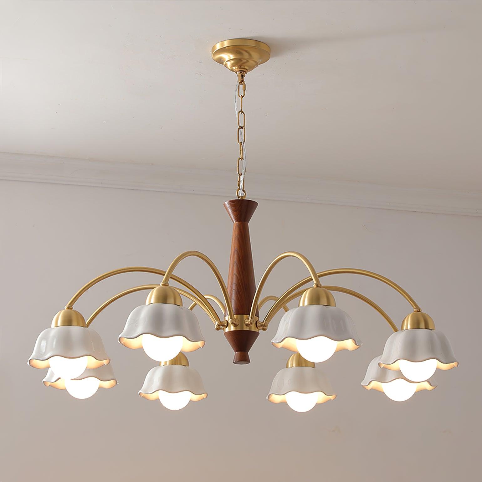 Swedish Modern Brass Chandelier