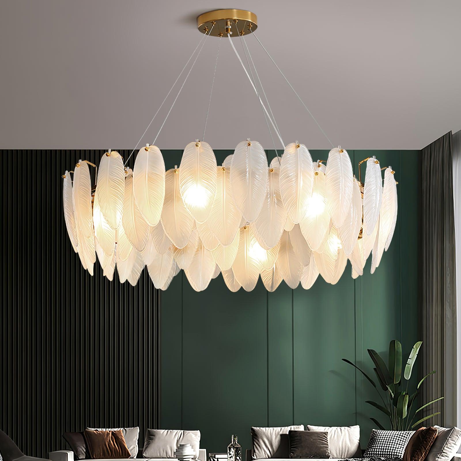 Glass Feather Chandelier