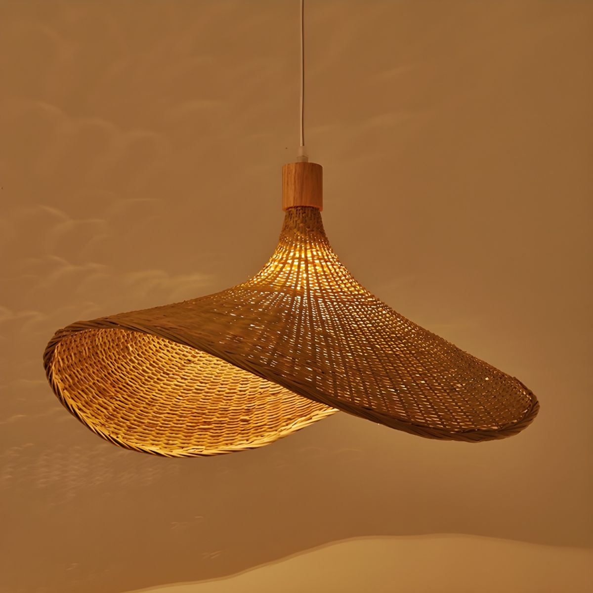 Rattan Weave Hat Pendant Light