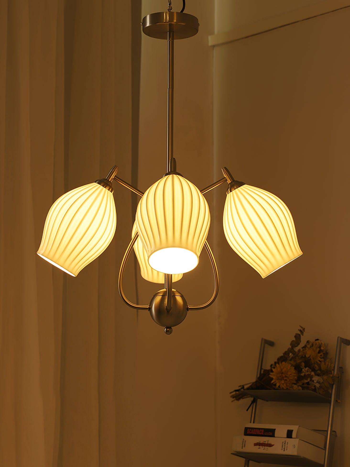 Ceramic Ribbed Chandelier