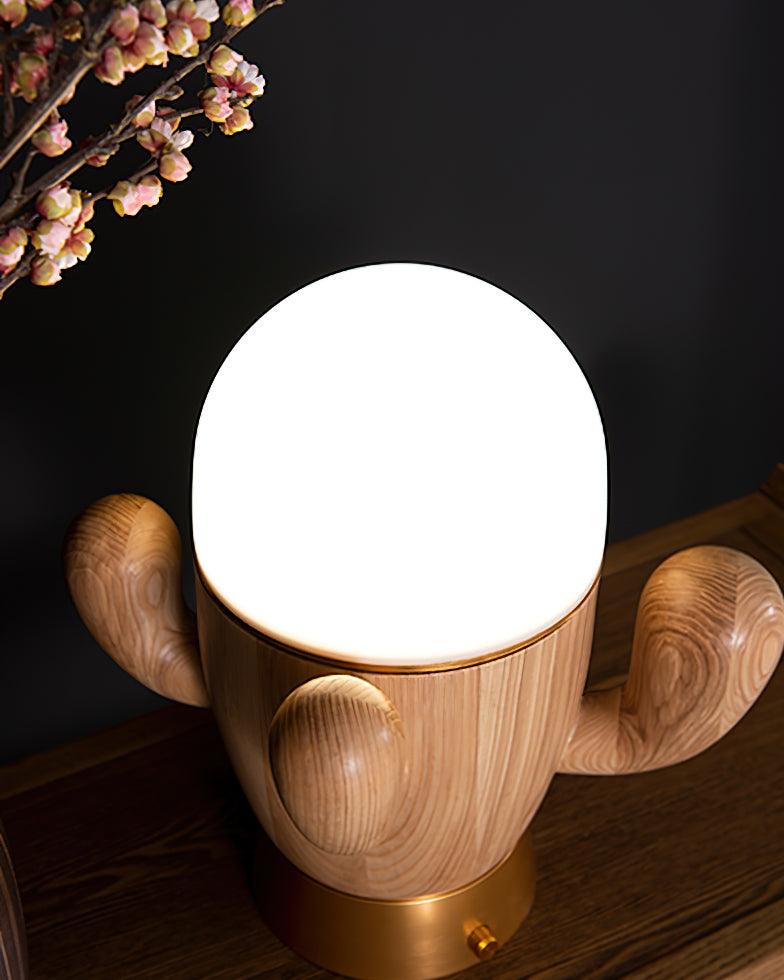 Wooden Cactus Table Lamp