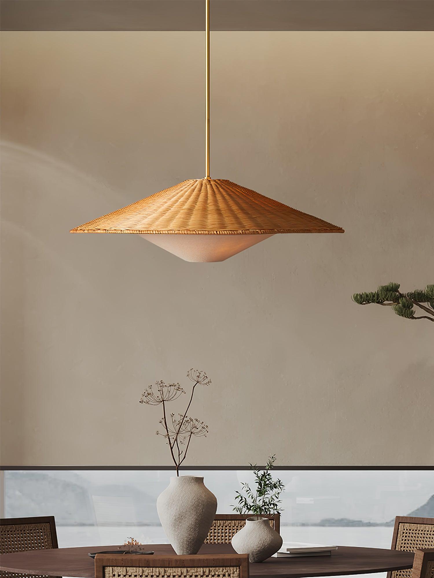 Rattan Hat Pendant Light