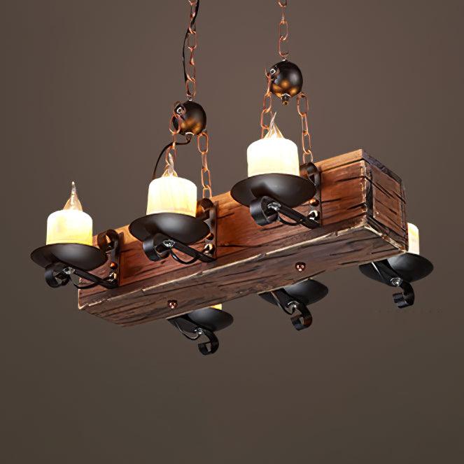 Nautical Industrial Style Wooden Chandelier