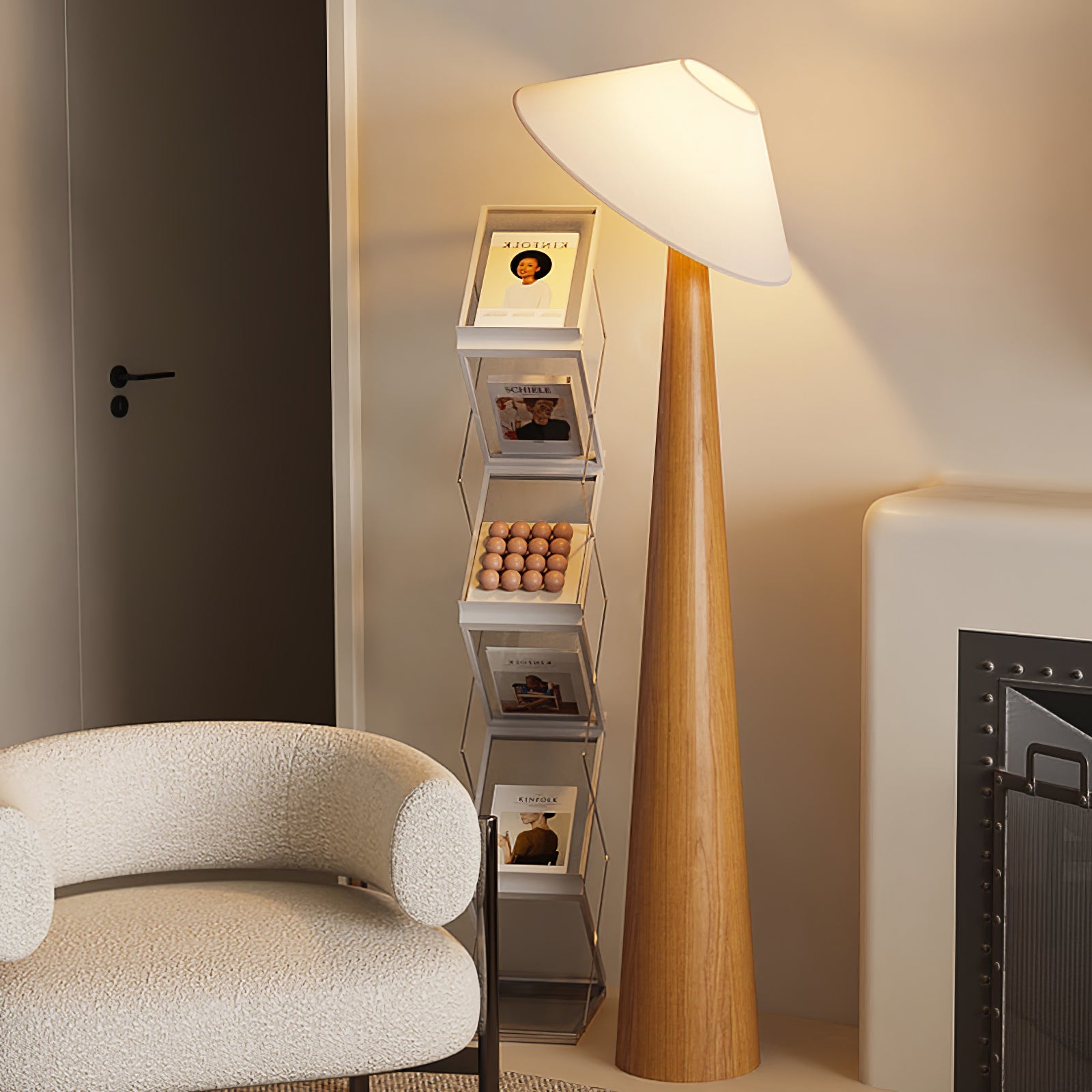 Tilt Hat Wooden Floor Lamp