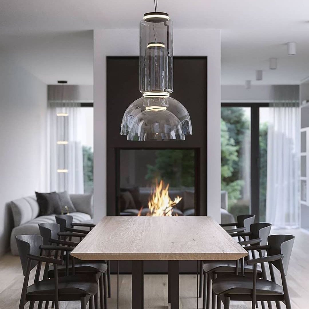 Cylindrical Glass Pendant Light