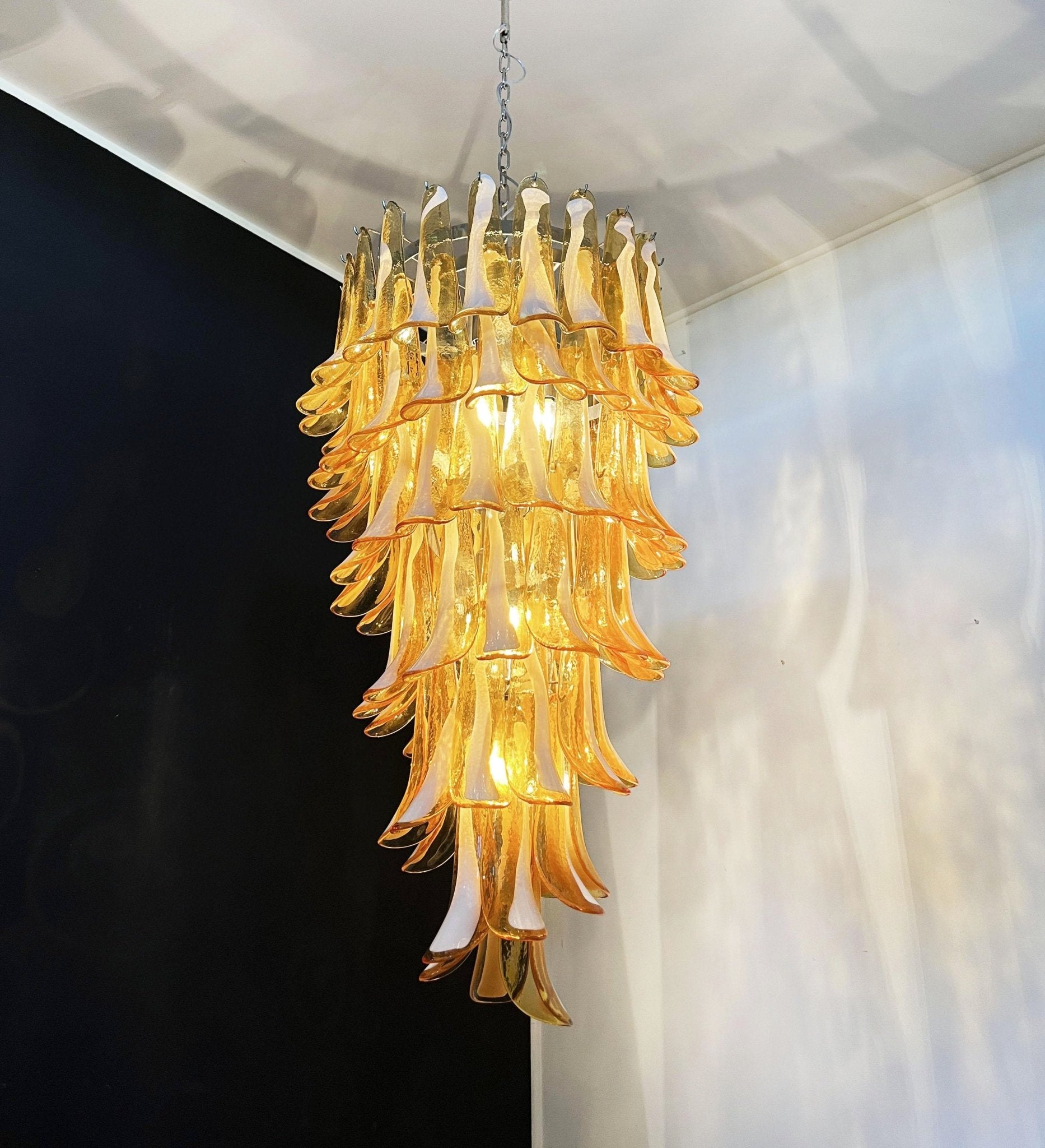 Murano Amber Petals Spiral Chandelier