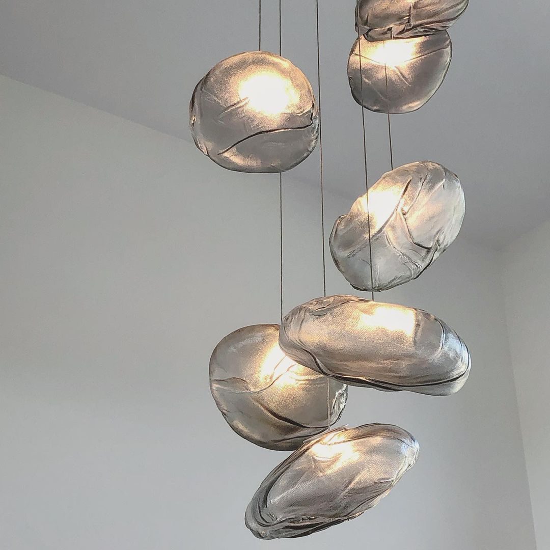 Blown Glass Mesh Pendant Light