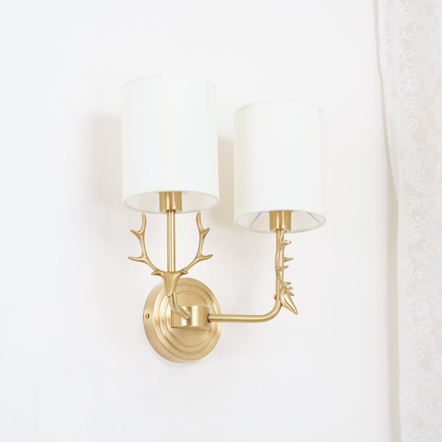 Brass Deer Head Wall Light