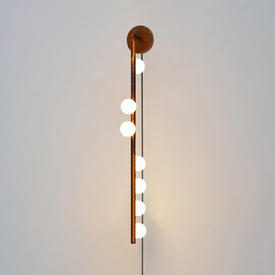 Brass Glass Tube Plug-in Wall Lamp