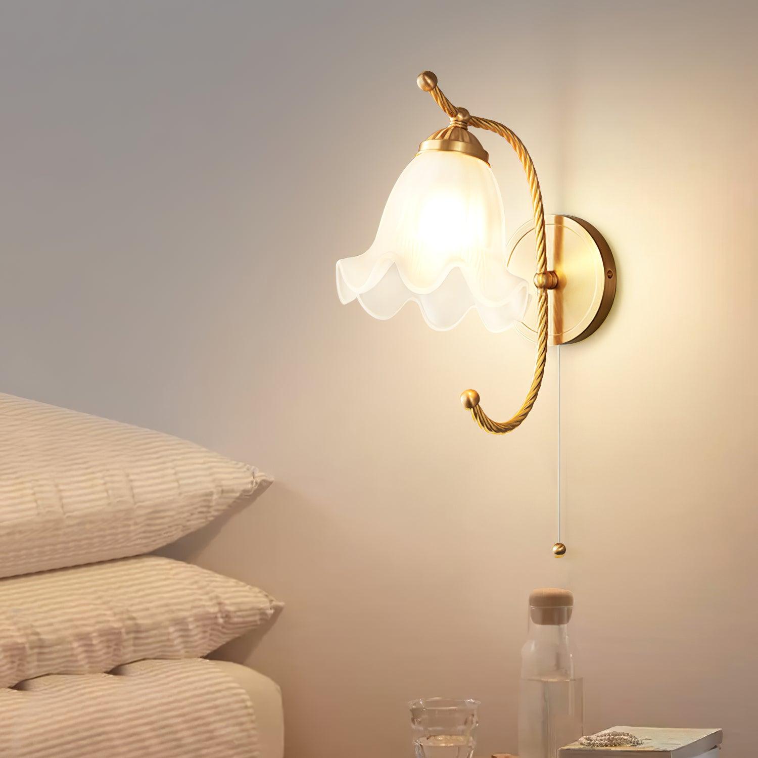 Curved Gooseneck Brass Glass Sconce