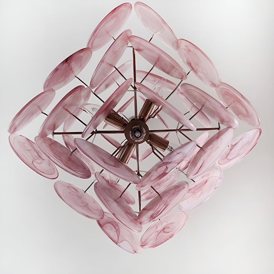 Murano Pink Disks Chandelier