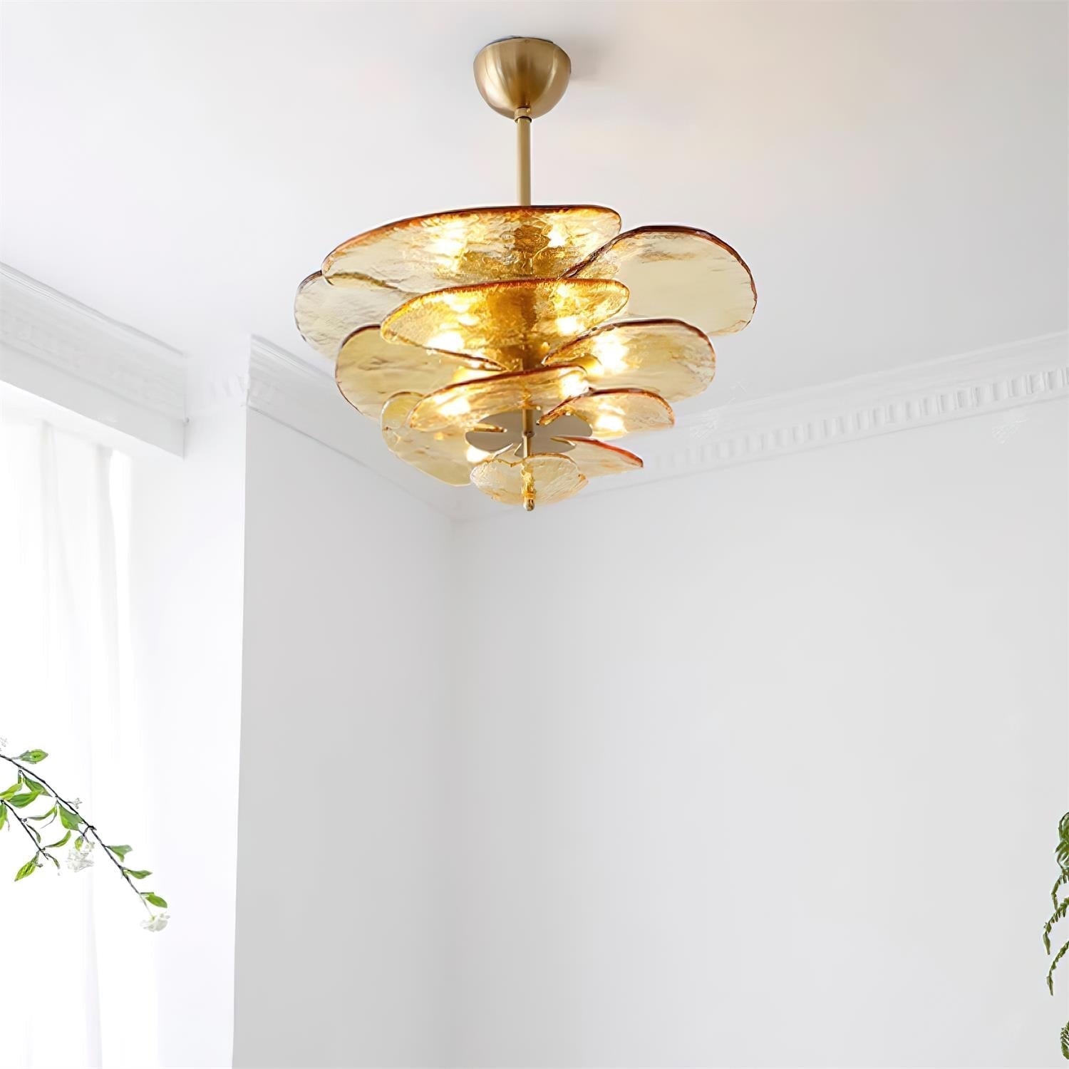 Petals Gold Murano Chandelier