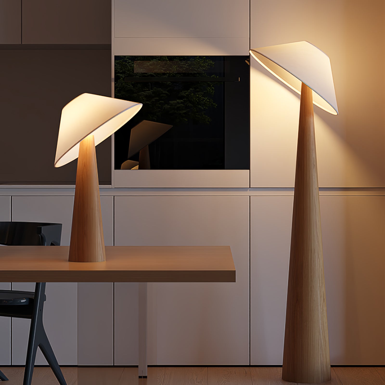 Tilt Hat Wooden Table Lamp