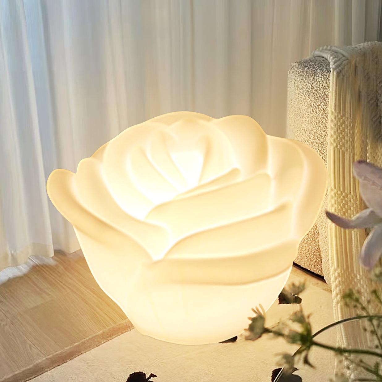 White Rose Shaped LED Table Lamp