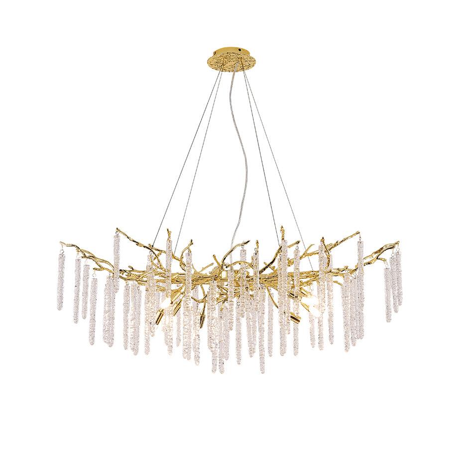 Crystal Icicles Branch Brass Chandelier