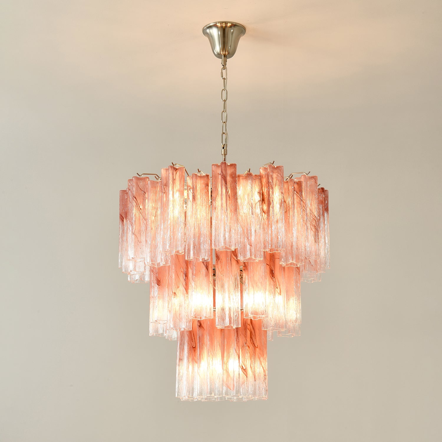 Pink Glass Tubes Chandelier