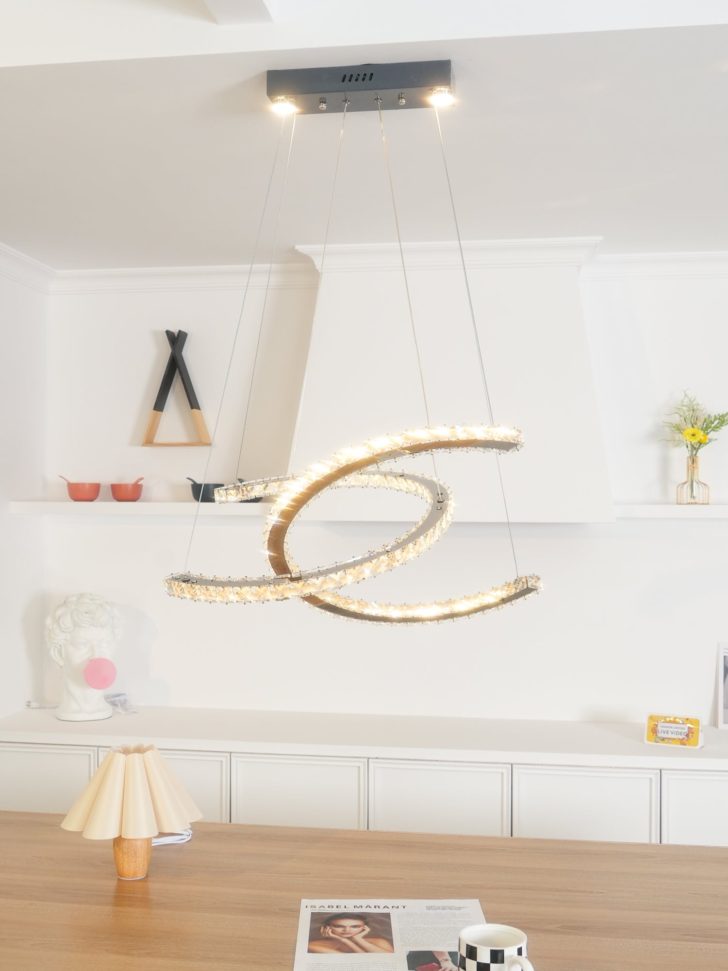 Modern Crystal Double C Chandelier