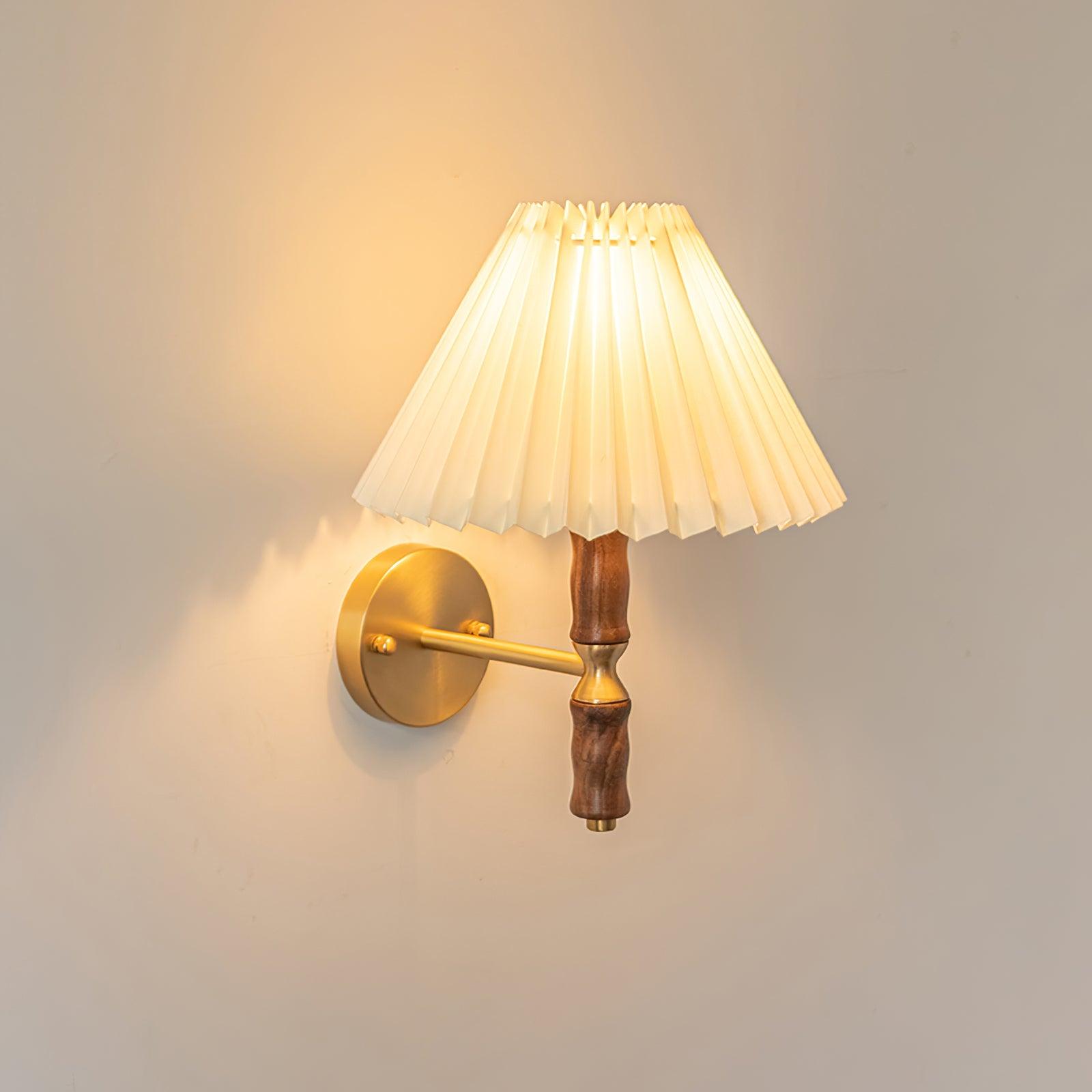 Pleated Walnut Wall Light