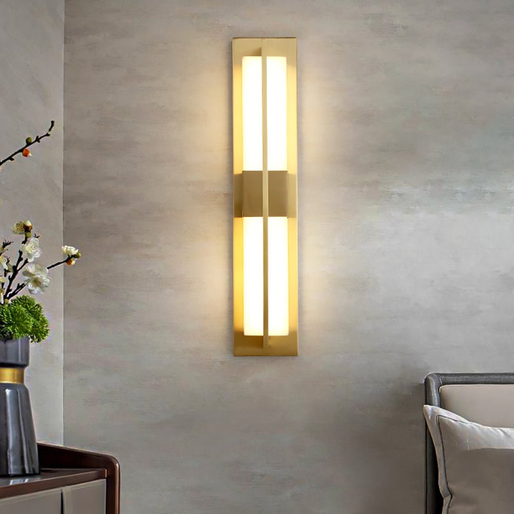 Rectangular Alabaster Brass Wall Sconce