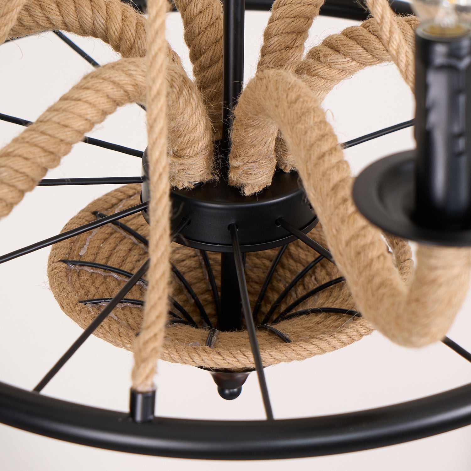 Hemp Rope Industrial Large Wheel Chandelier