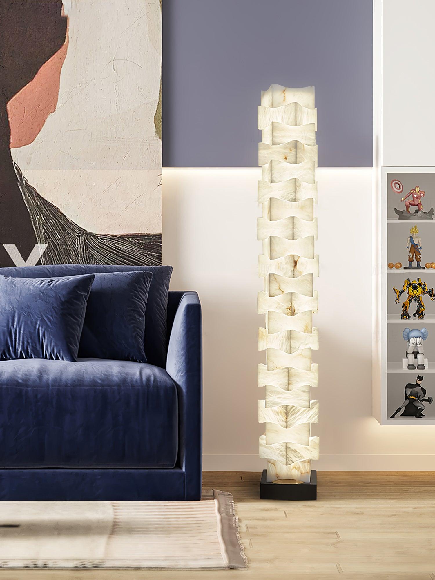 Stacked Alabaster Squares Floor Lamp