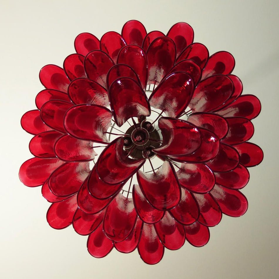 Red Glass Murano Petals Chandelier