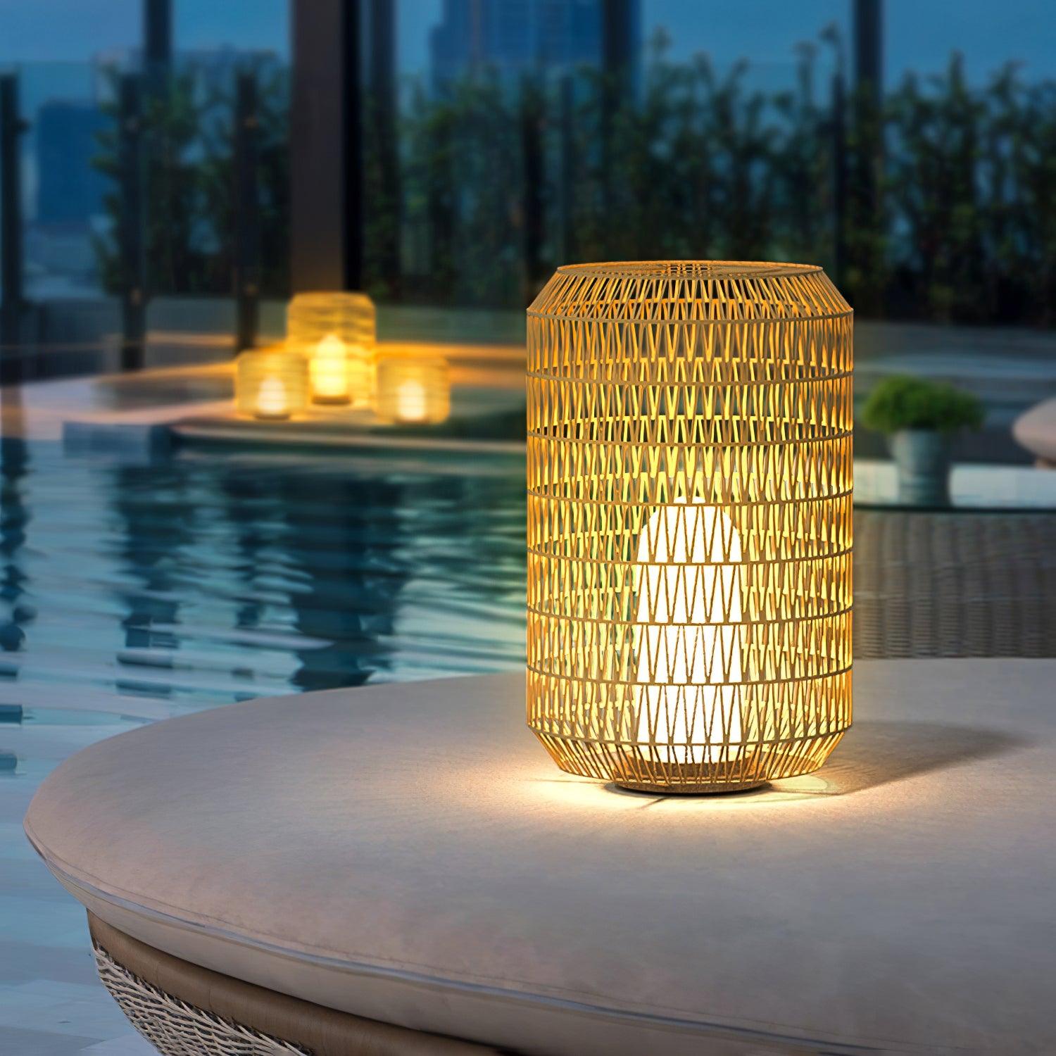 Woven Rattan Outdoor Lamp