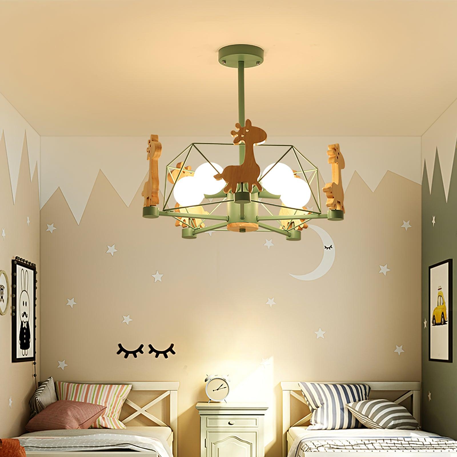 Lovely Deer Wooden Chandelier