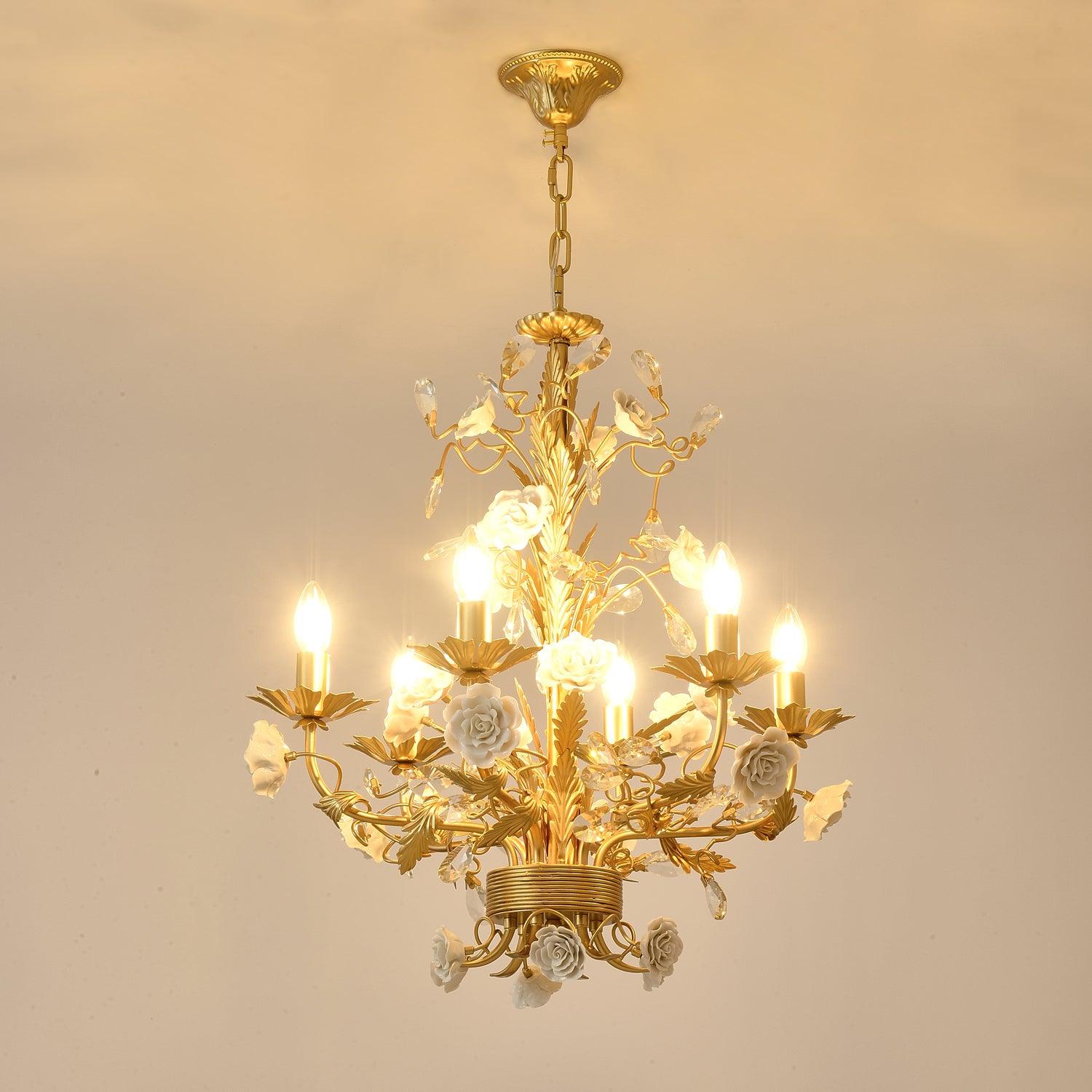 White Rose Crystal Chandelier