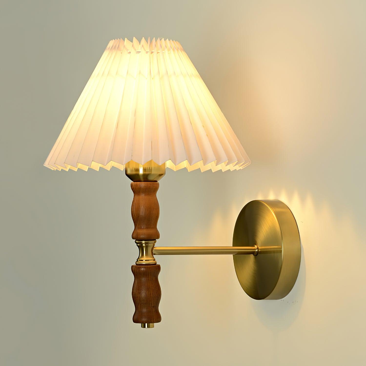 Pleated Walnut Wall Light