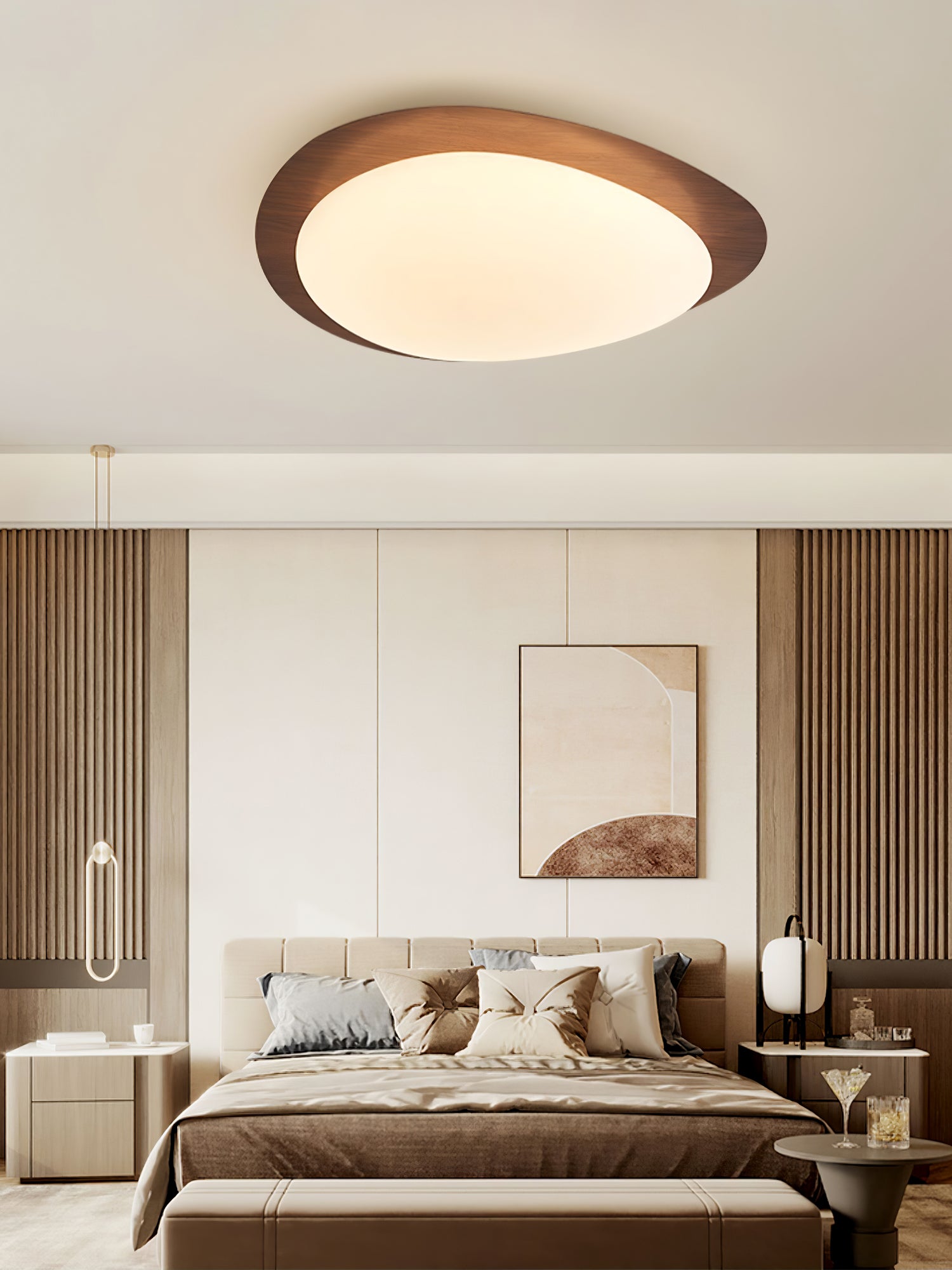 Pebble Walnut Ceiling Light