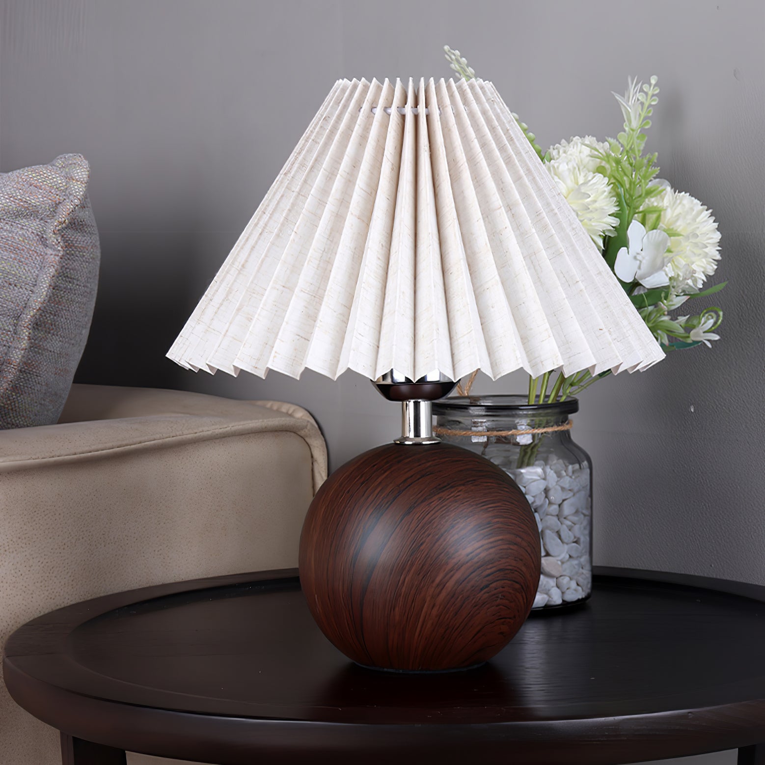 Wooden Pleated Table Lamp